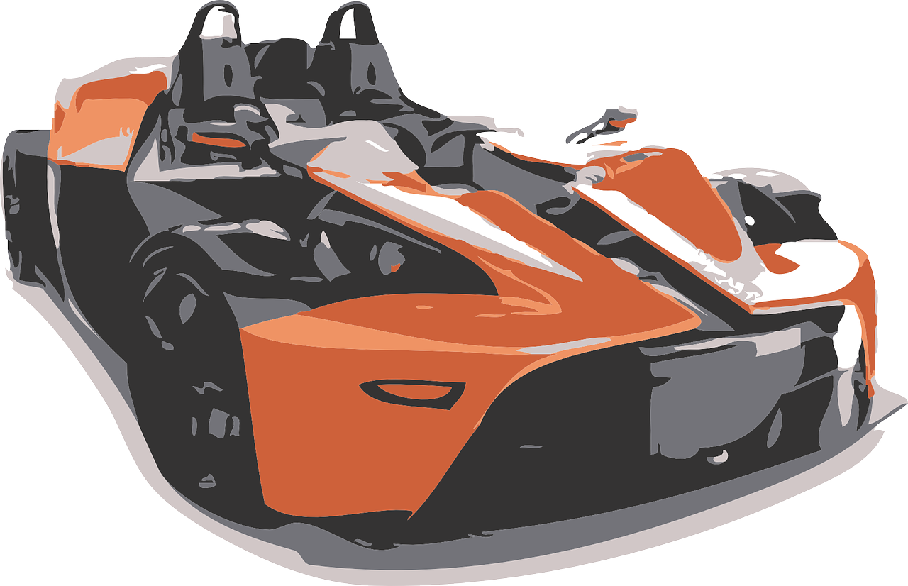 Orangeand Black Race Car Illustration PNG Image