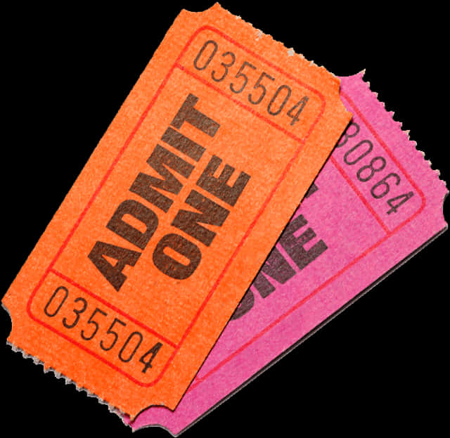 Orangeand Pink Admit One Tickets PNG Image