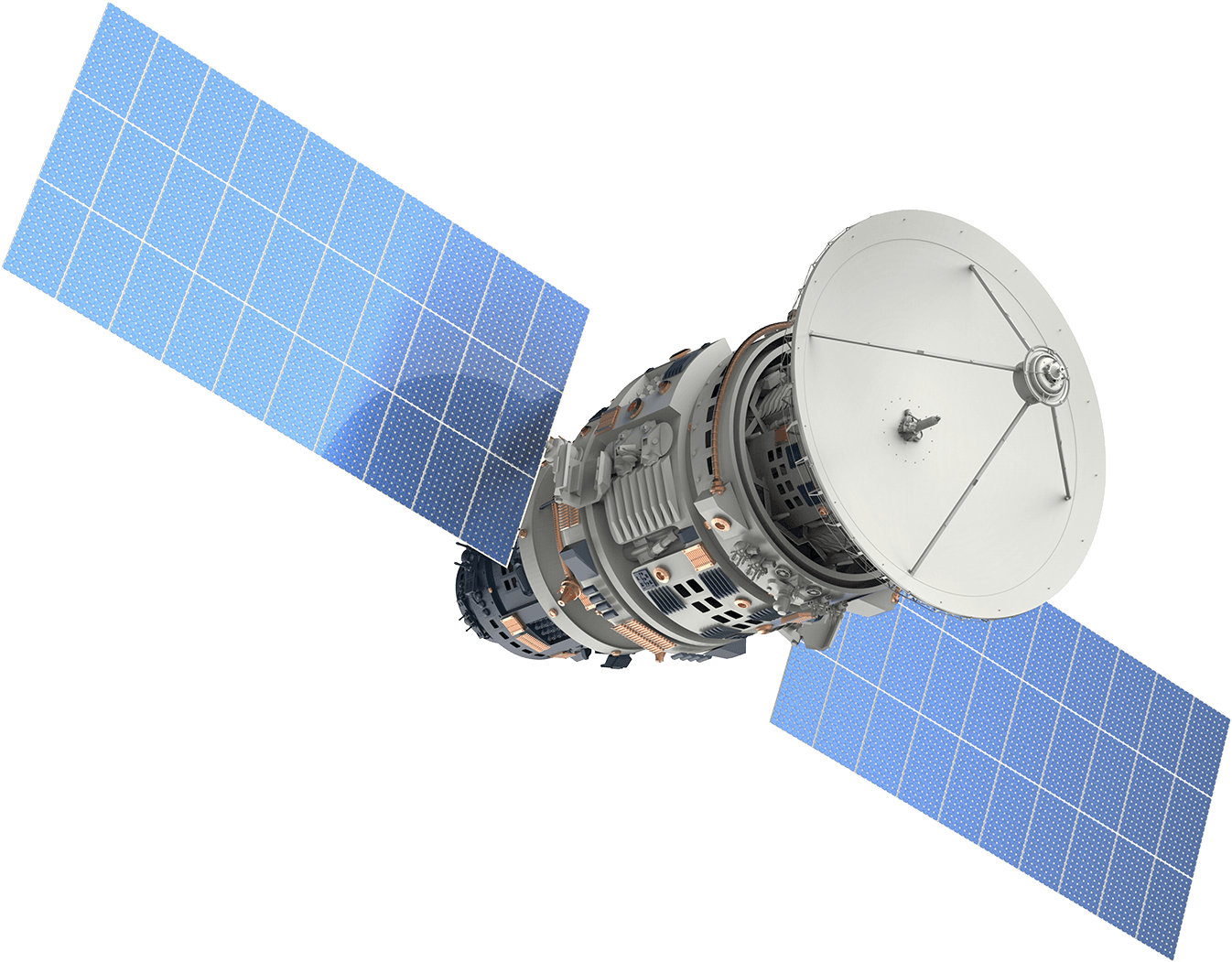 Orbiting Satellite Isolatedon Gray PNG Image