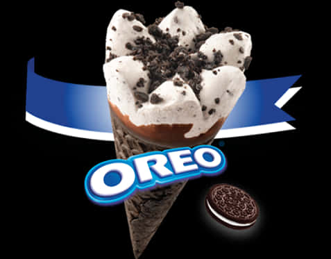 Oreo Ice Cream Cone Advertisement PNG Image