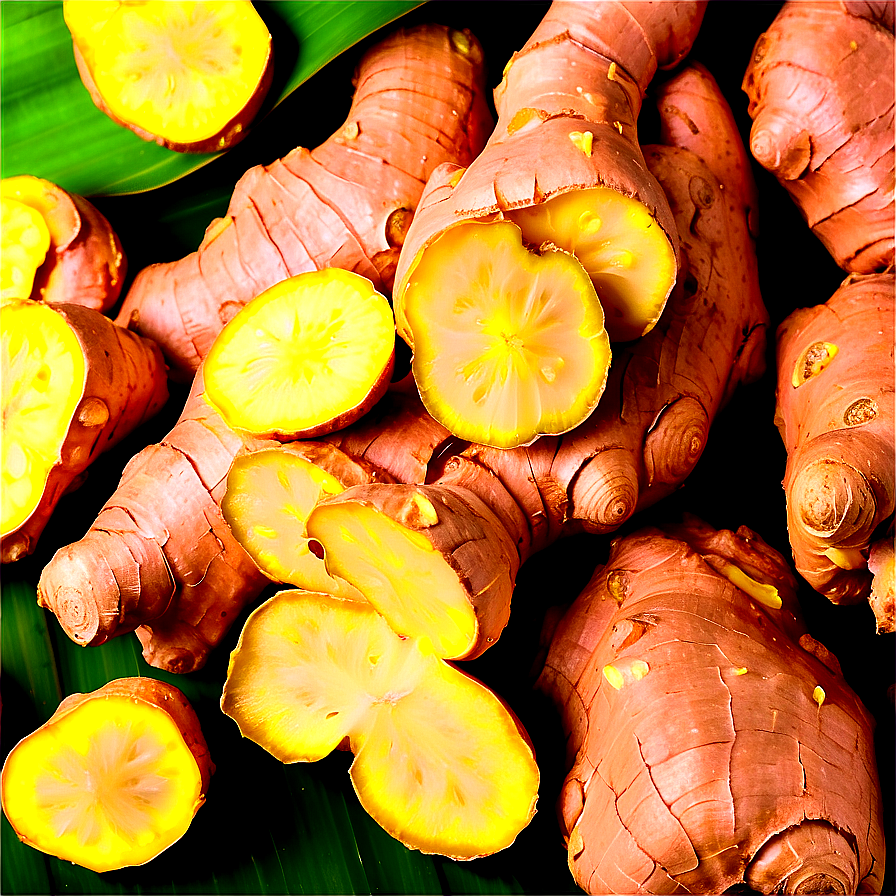 Organic Ginger Root Cut Png Kem PNG Image