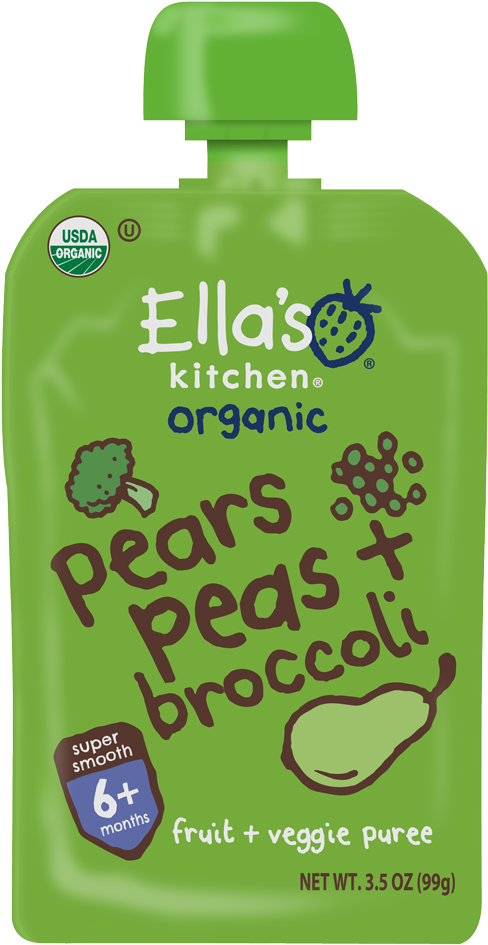 Organic Pears Peas Broccoli Puree Pouch PNG Image