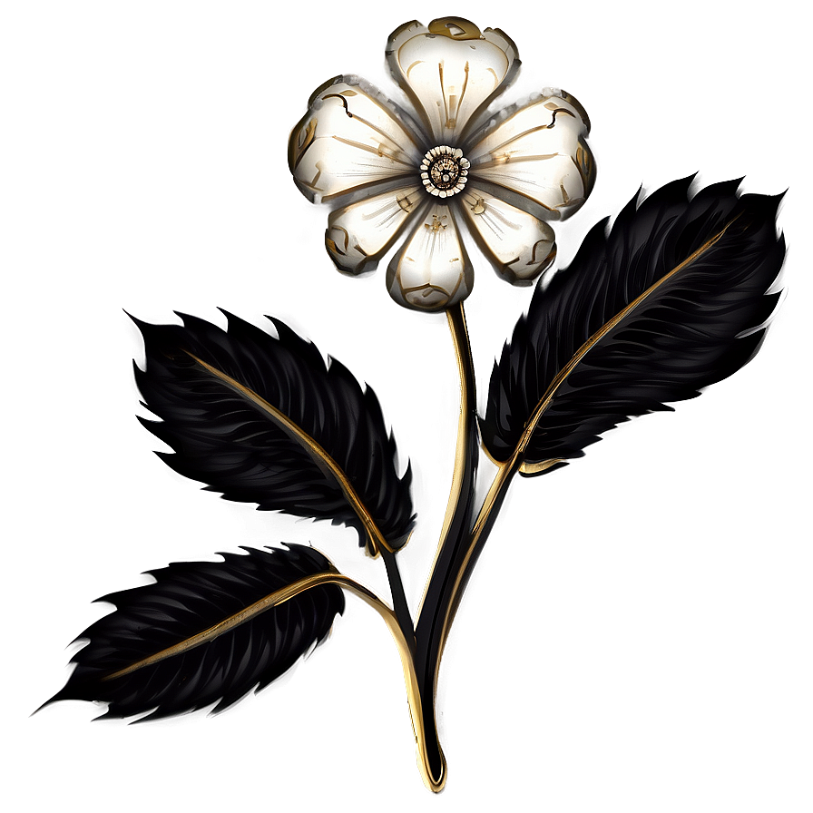 Ornamental Black White Flowers Png 7 PNG Image