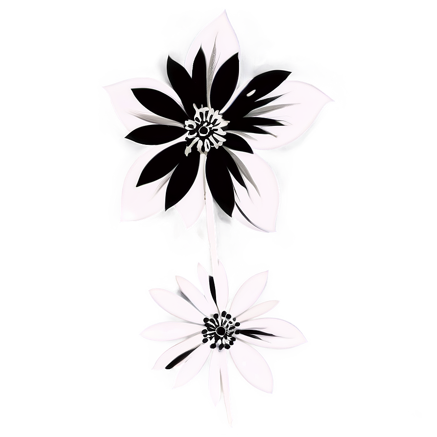 Ornamental Flower Black And White Png Ito PNG Image