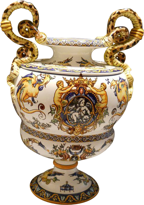 Ornate Antique Ceramic Urn PNG Image