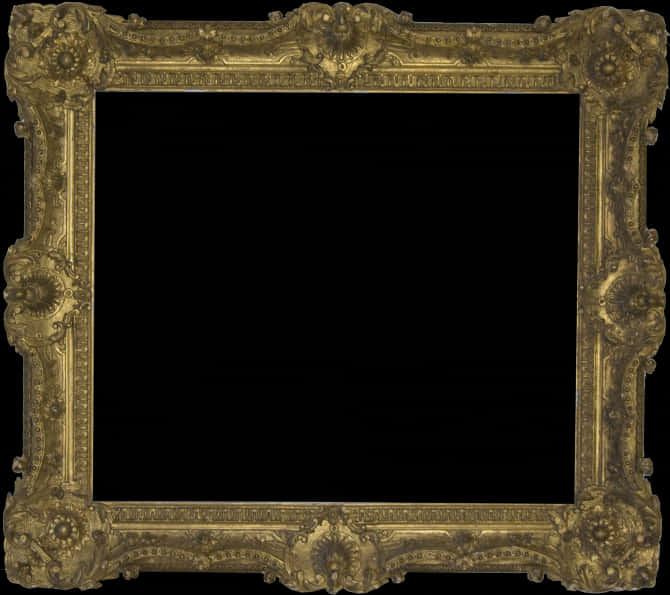 Ornate Antique Gold Frame PNG Image