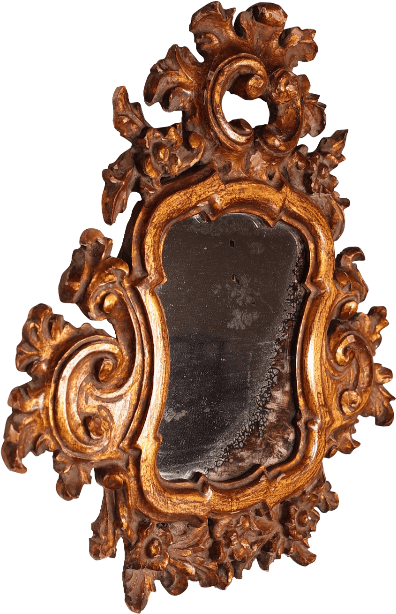 Ornate Antique Mirror Frame PNG Image