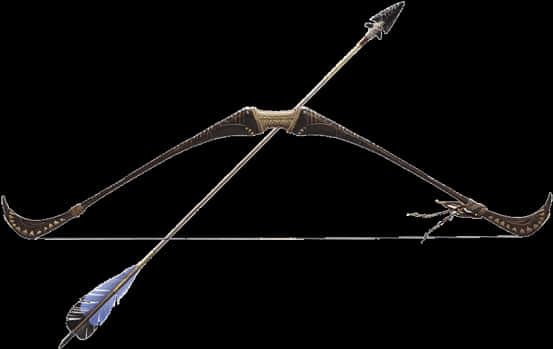 Ornate Archery Bowand Arrow PNG Image