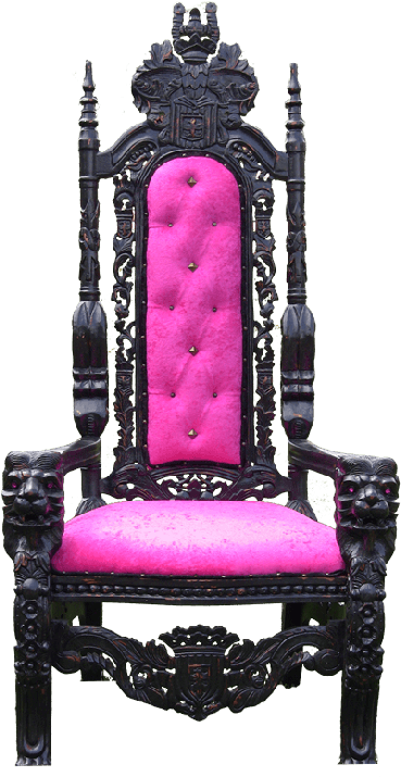 Ornate Blackand Pink Throne Chair PNG Image