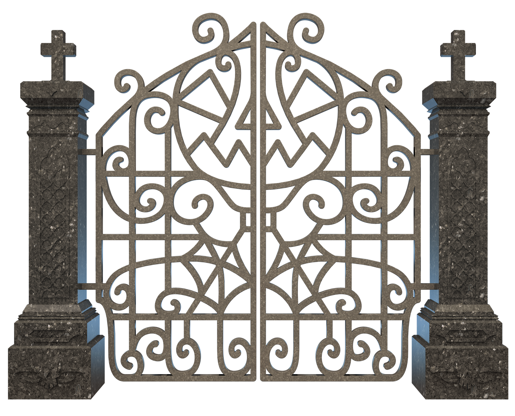 Ornate Cemetery Gate Design PNG Image