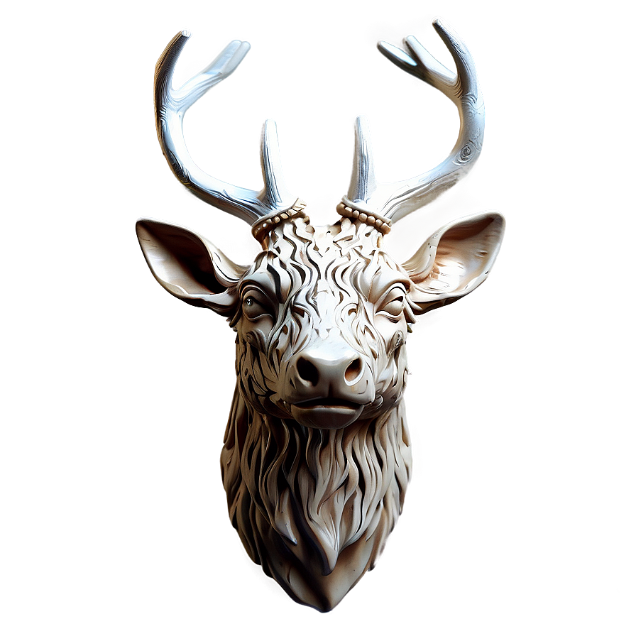 Ornate Deer Head Sculpture Png Ejd PNG Image