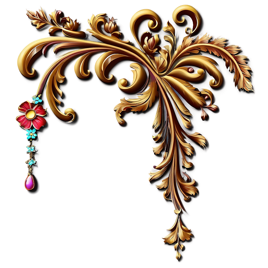 Ornate Floral Corner Decoration Png 8 PNG Image