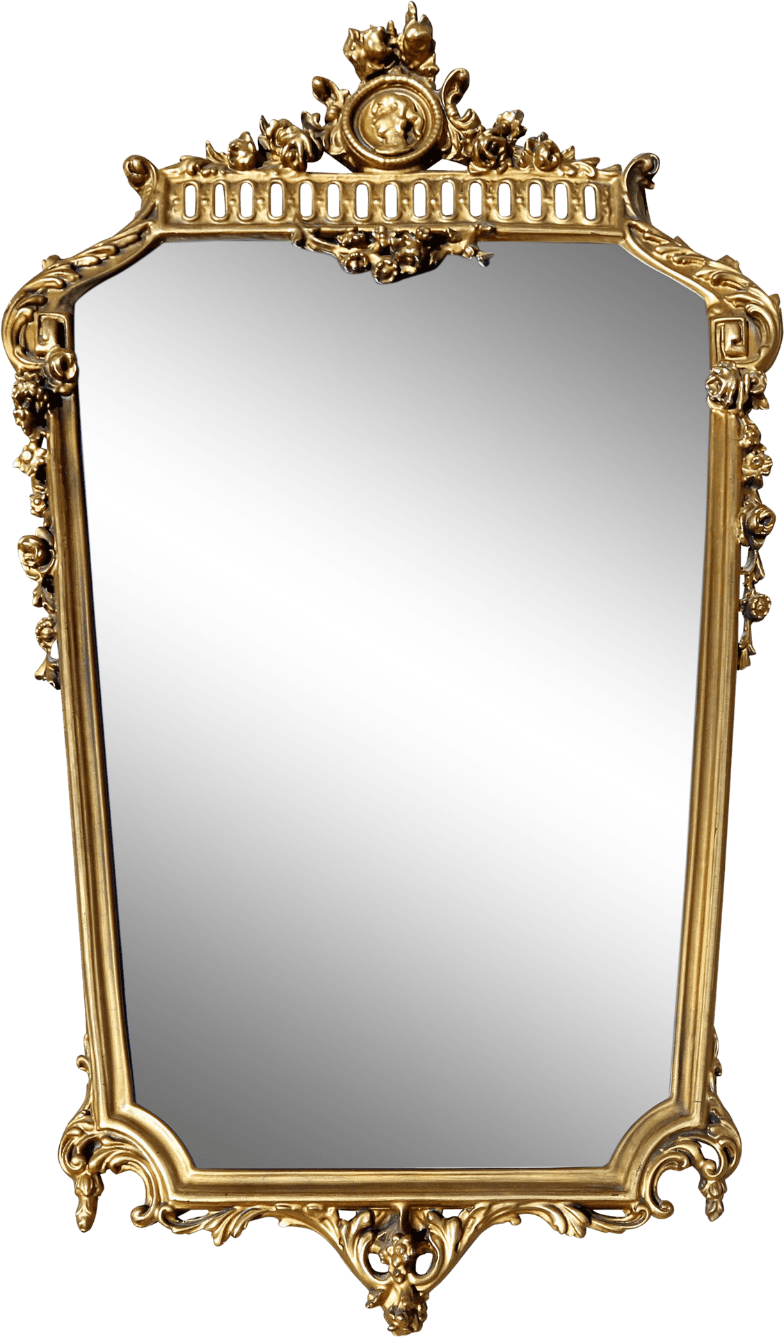 Ornate Golden Antique Mirror PNG Image