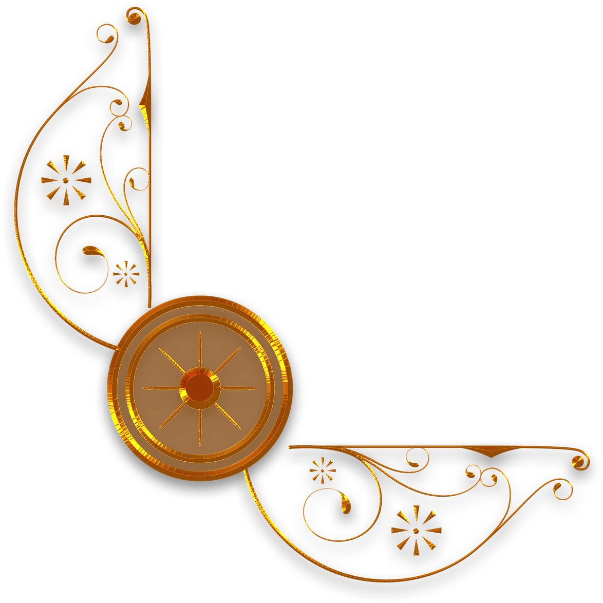 Ornate Golden Corner Design PNG Image