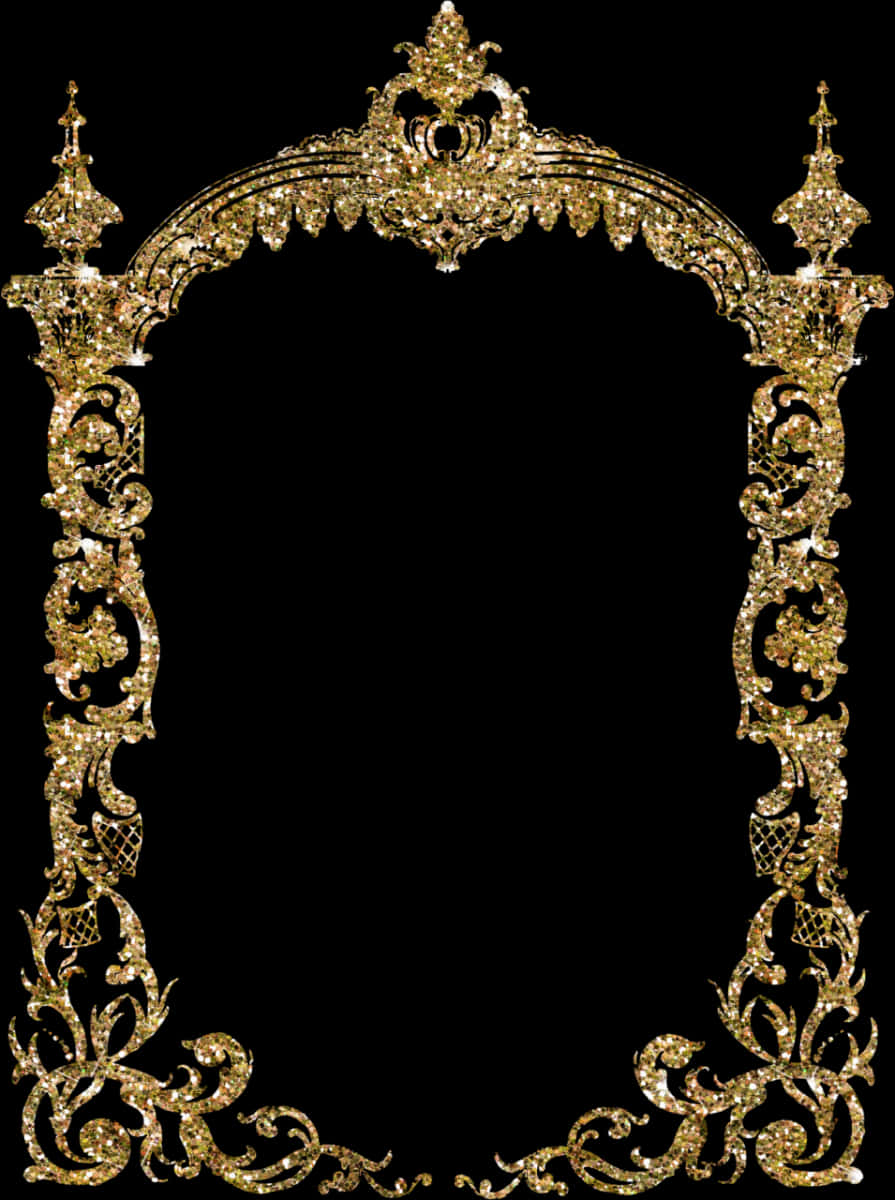 Ornate Golden Frame Architecture PNG Image