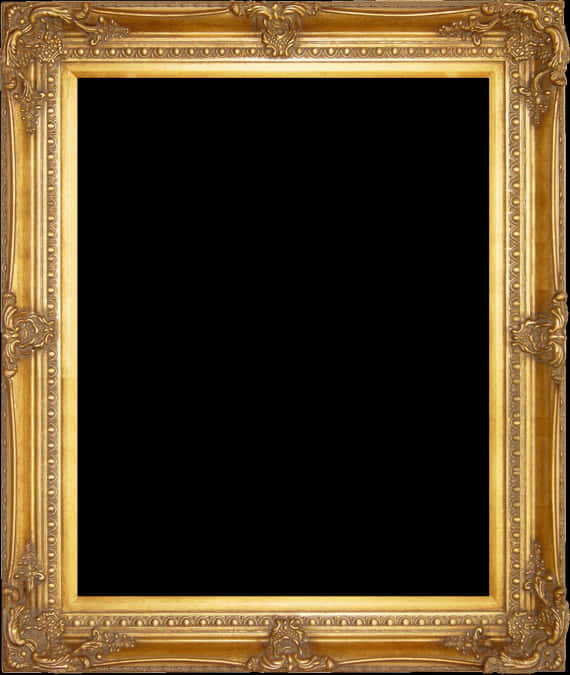 Ornate Golden Frame Black Background PNG Image