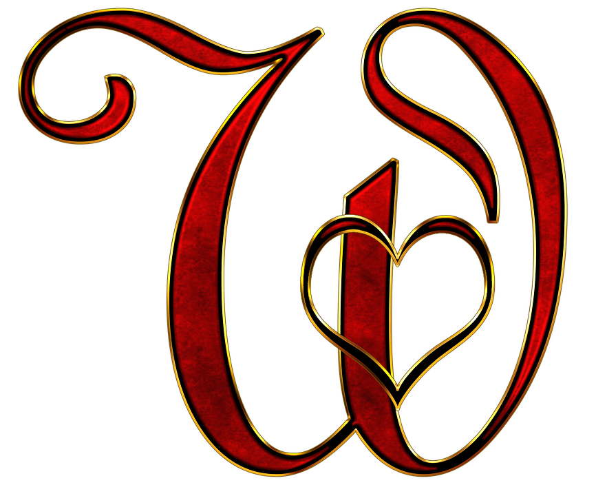 Ornate Golden Red Letter U PNG Image