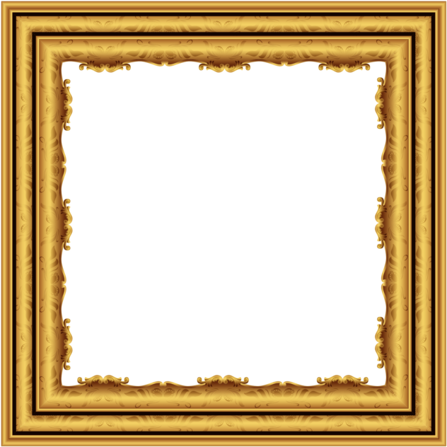 Ornate Golden Square Frame PNG Image