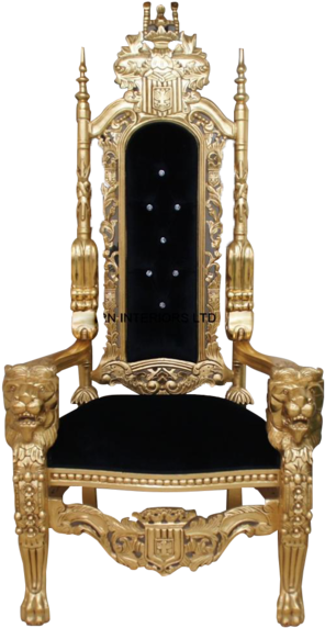 Ornate Golden Throne Chair PNG Image