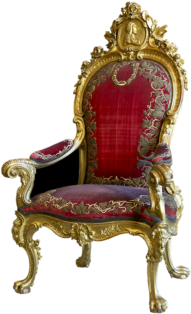 Ornate Golden Throne Chair PNG Image