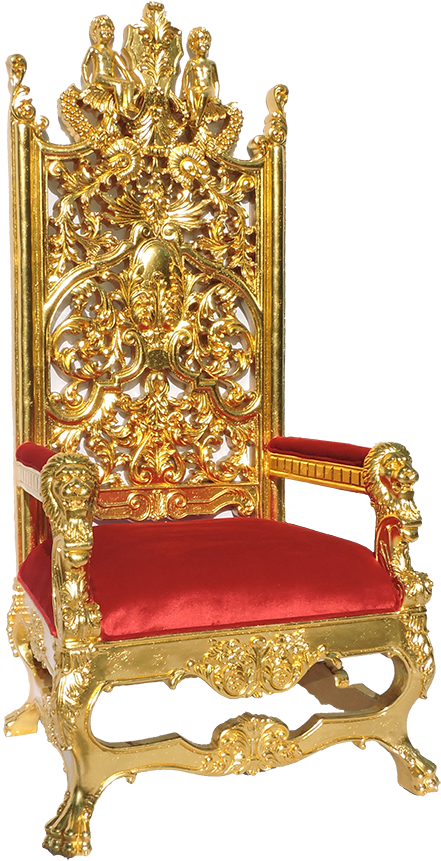 Ornate Golden Throne Chair PNG Image