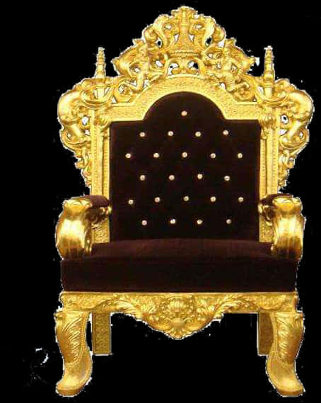 Ornate Golden Throne Chair PNG Image