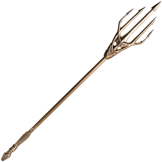 Ornate Golden Trident Weapon PNG Image