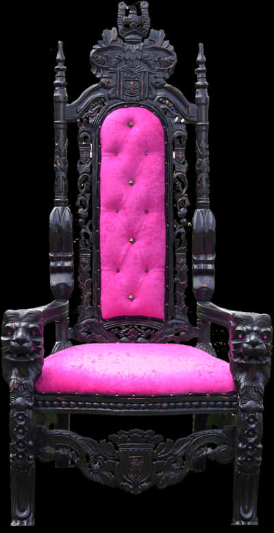 Ornate Gothic Style Chairwith Pink Upholstery PNG Image