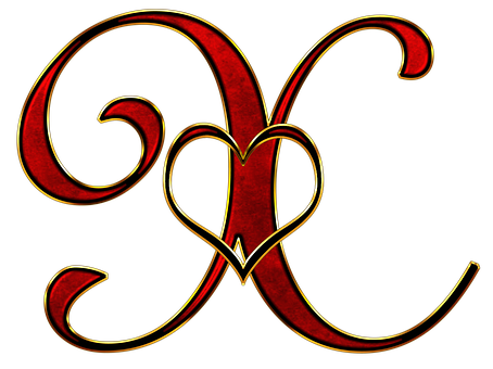 Ornate Letter Awith Heart Design PNG Image