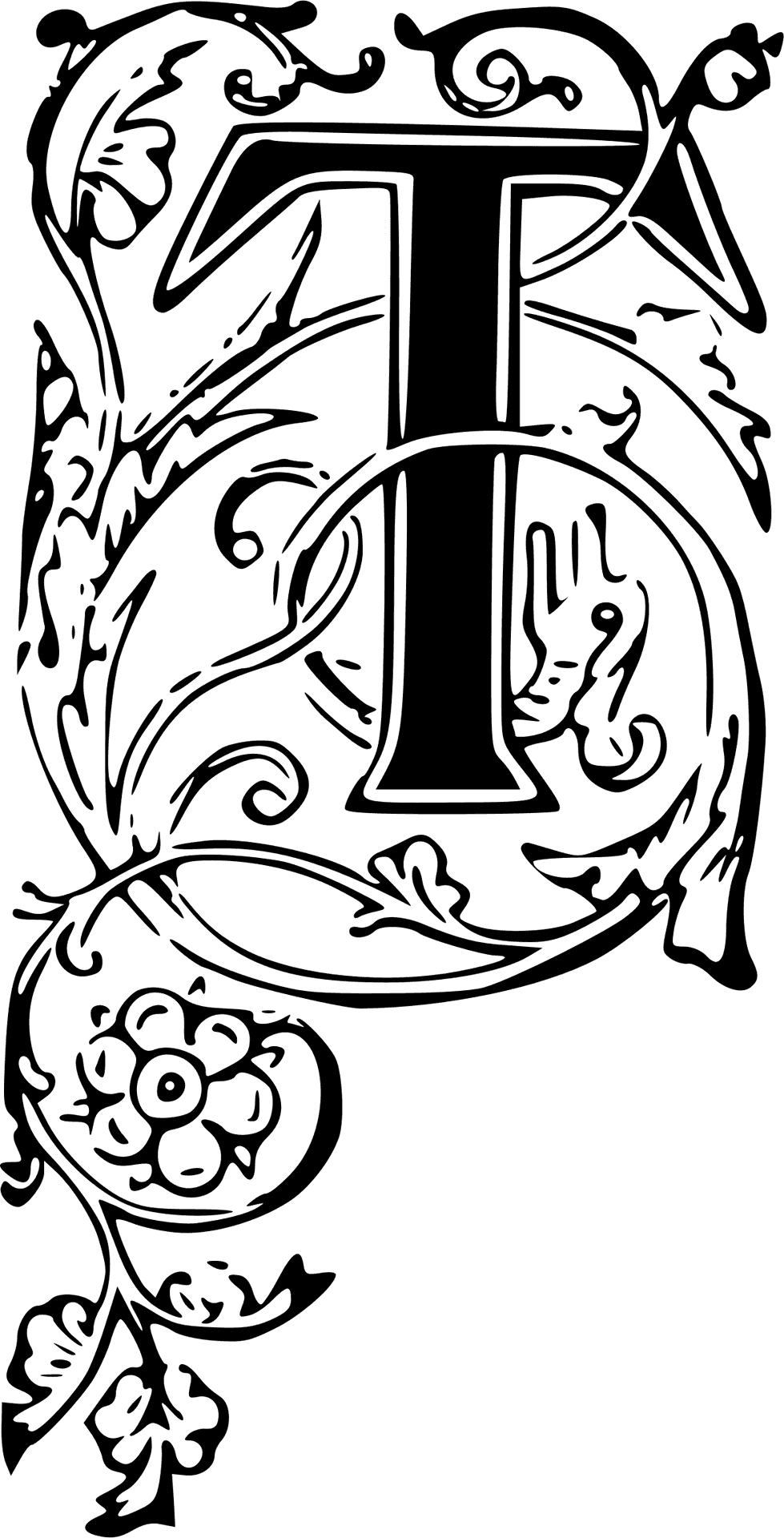 Ornate Letter T Design PNG Image