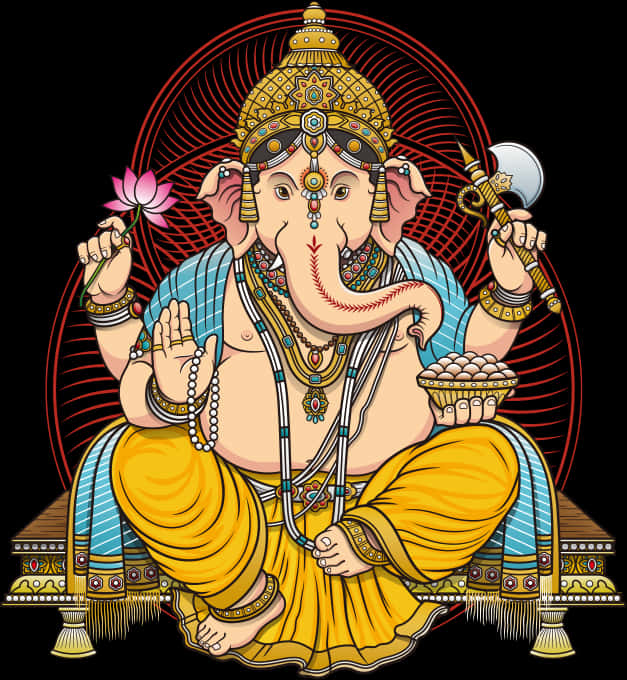 Ornate Lord Ganesh Artwork PNG Image