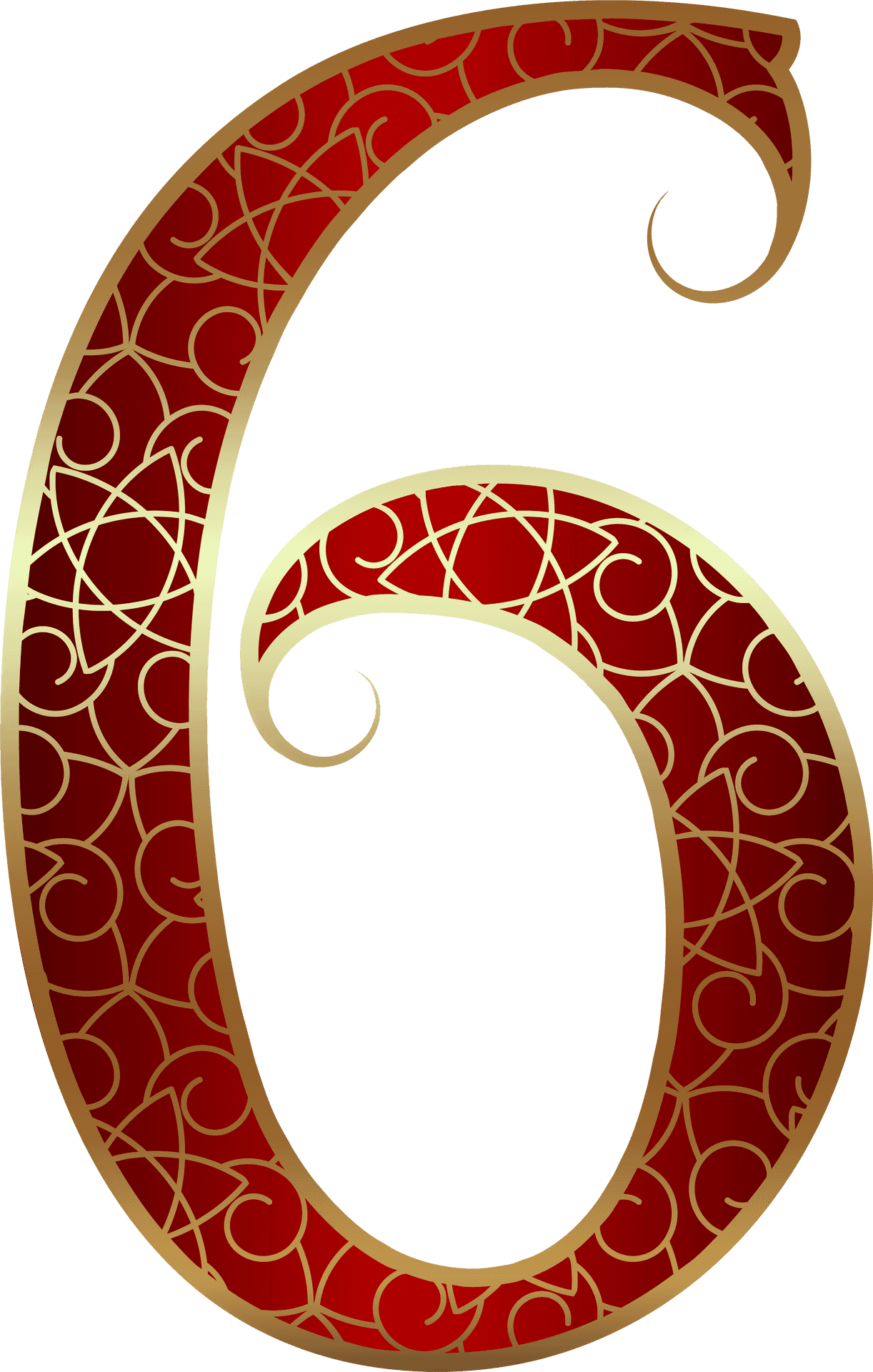 Ornate Number Six Design PNG Image