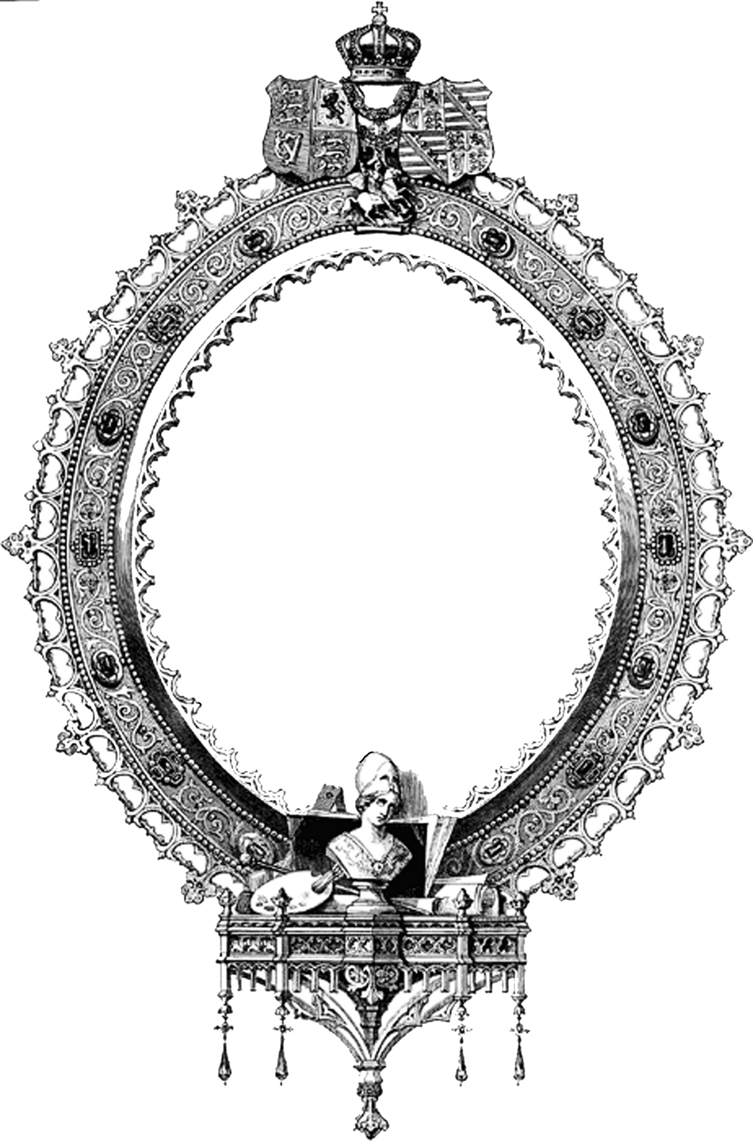 Ornate Oval Frame Vintage Illustration PNG Image