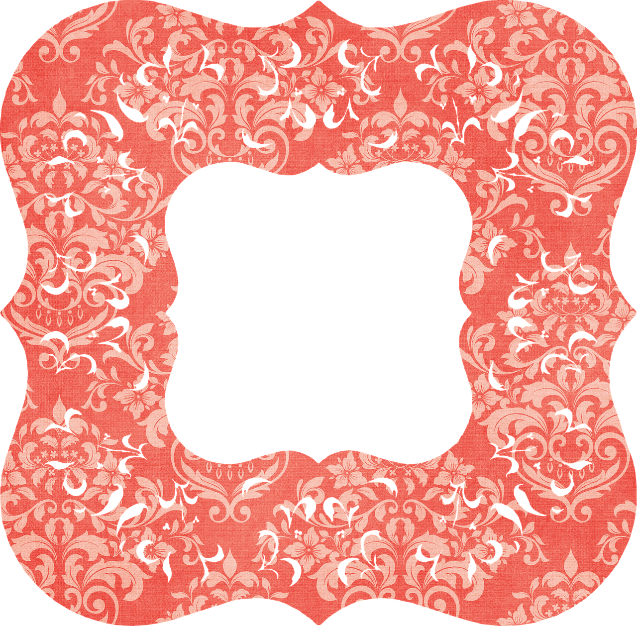 Ornate Red Floral Decorative Border PNG Image