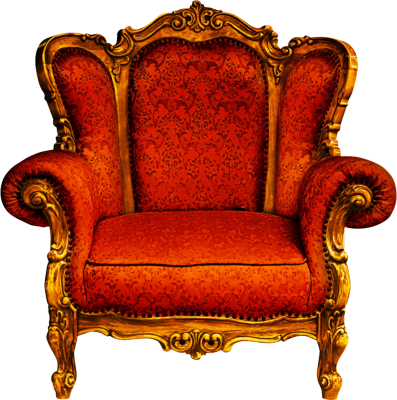 Ornate Red Gold Vintage Chair PNG Image