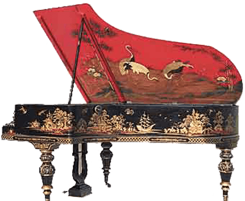 Ornate Red Grand Piano PNG Image