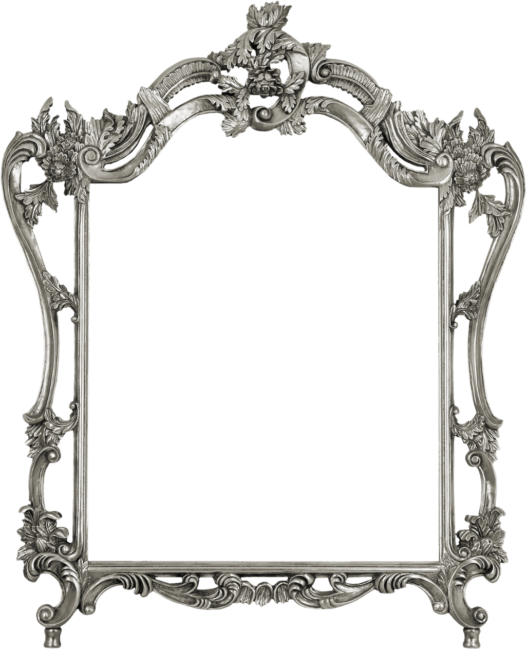 Ornate Silver Frame Design PNG Image