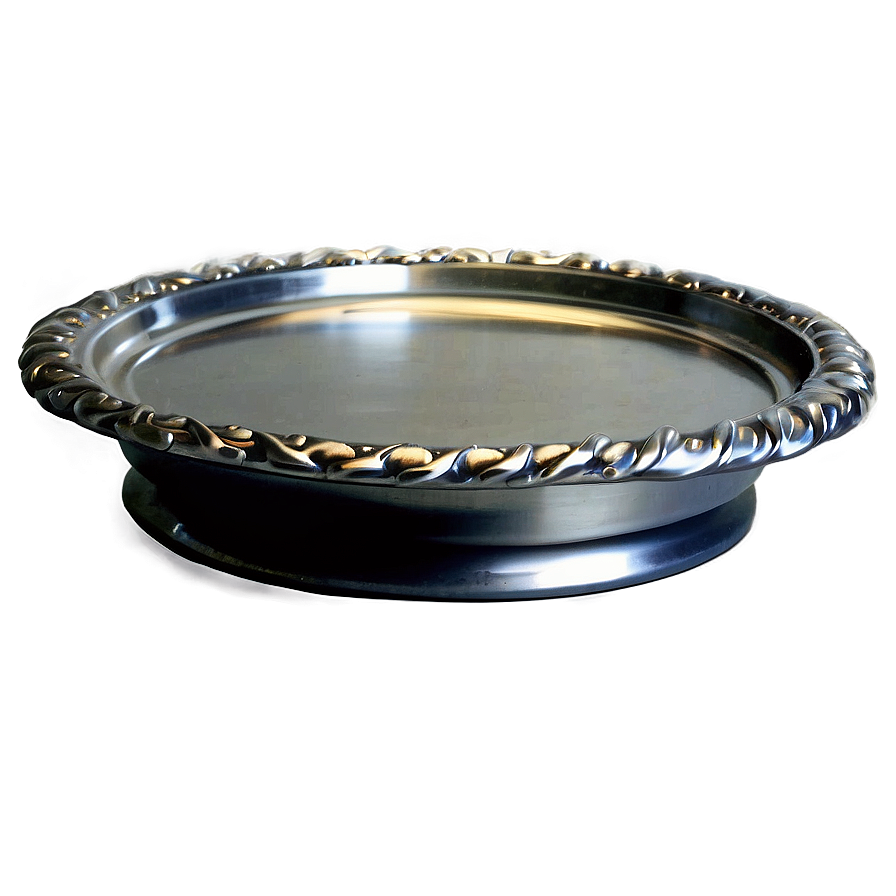 Ornate Silver Platter Tray Png 06212024 PNG Image