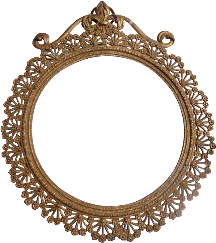 Ornate Vintage Golden Mirror Frame PNG Image