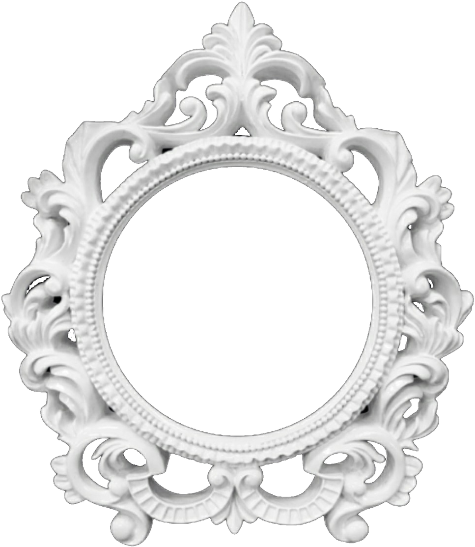 Ornate White Frame Transparent Background PNG Image