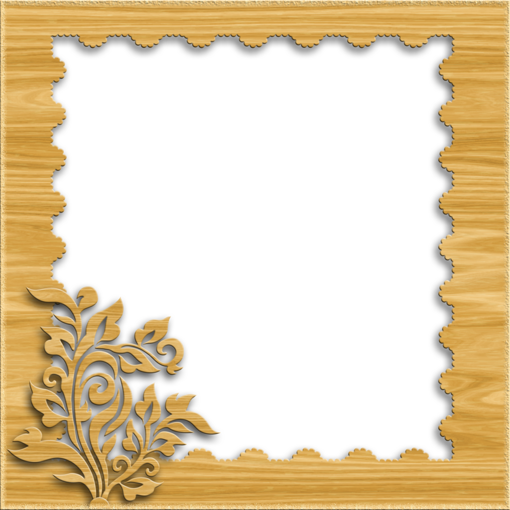 Ornate Wooden Frame Design PNG Image