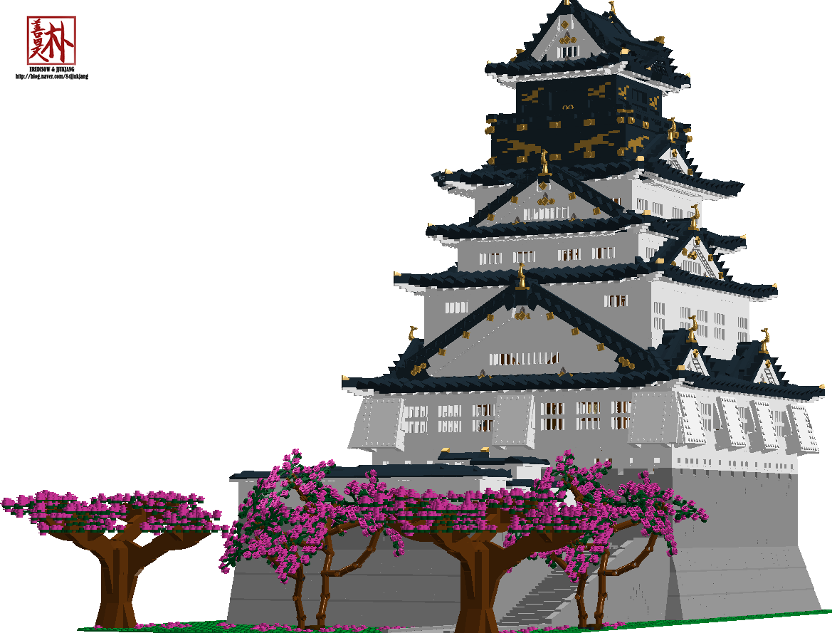 Osaka Castle Pixel Art PNG Image