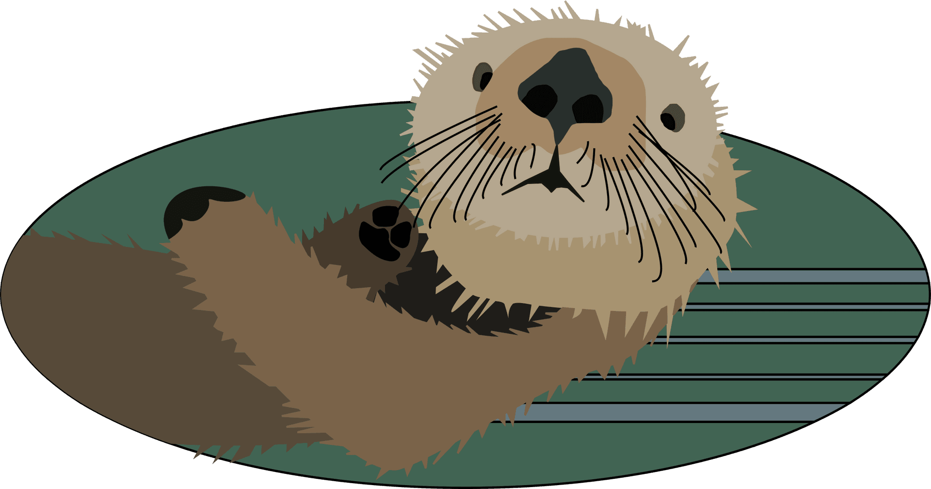 Otter On Surfboard Illustration PNG Image