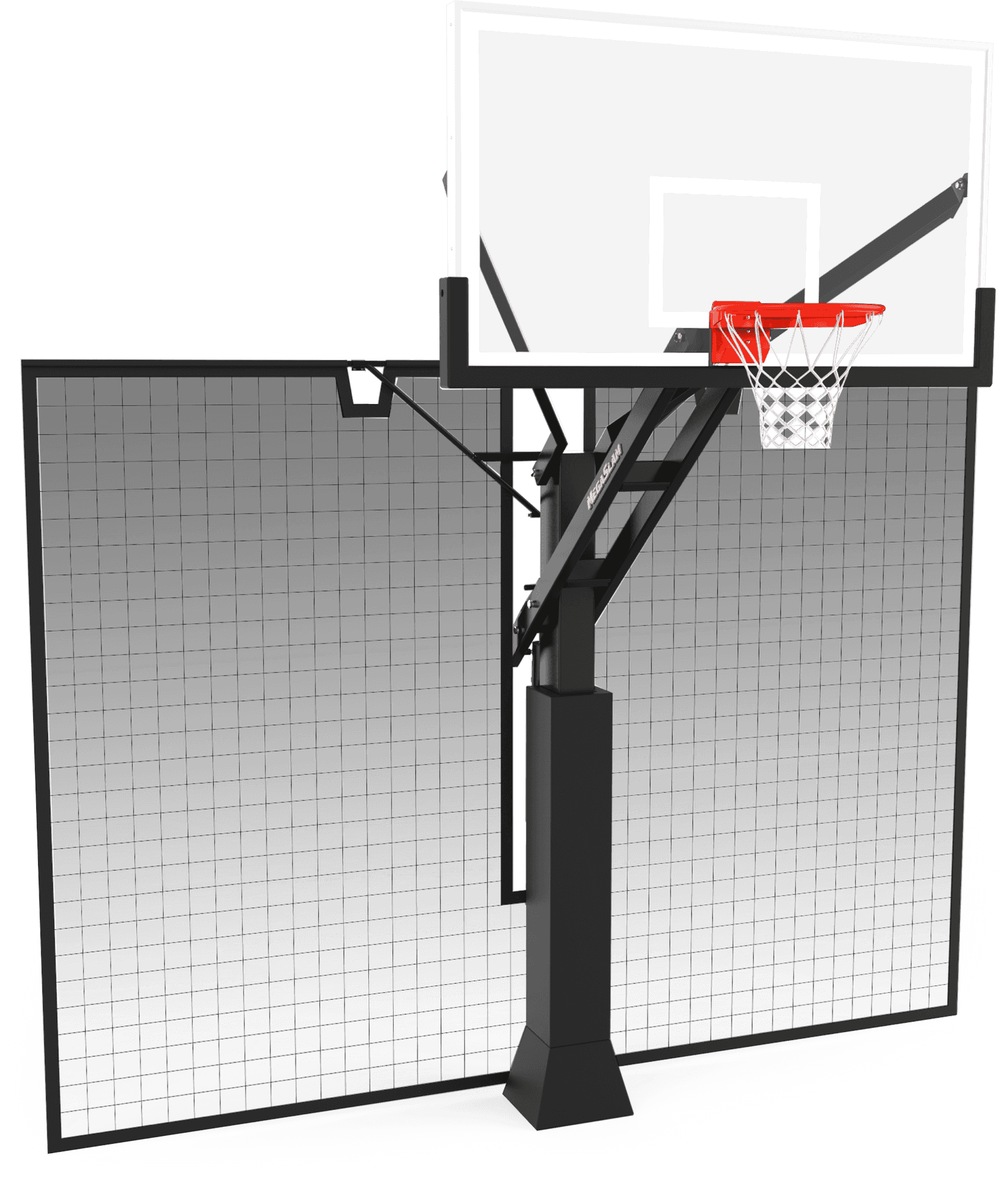 Outdoor Basketball Hoopwith Net Barrier PNG Image