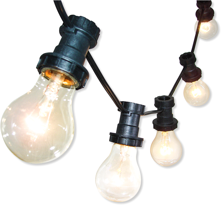 Outdoor String Lights Illuminated Bulbs PNG Image