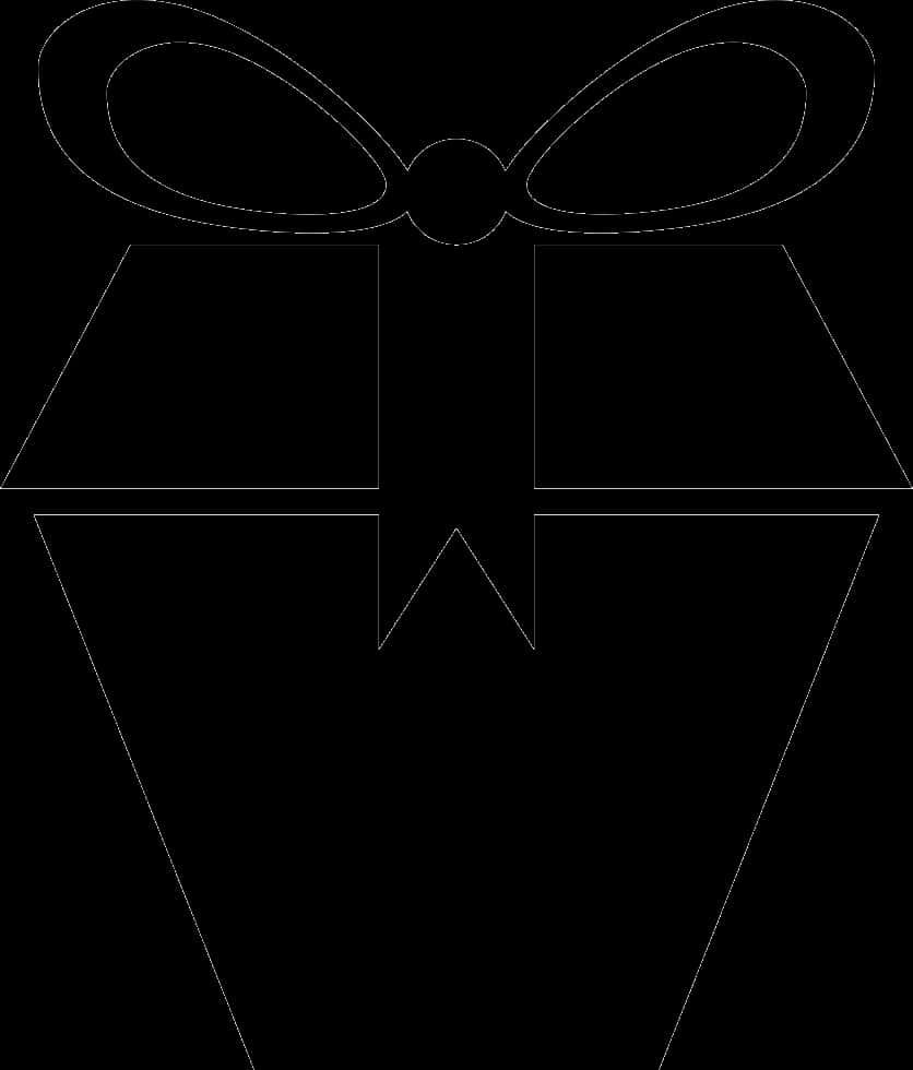 Outlined Gift Box Graphic PNG Image