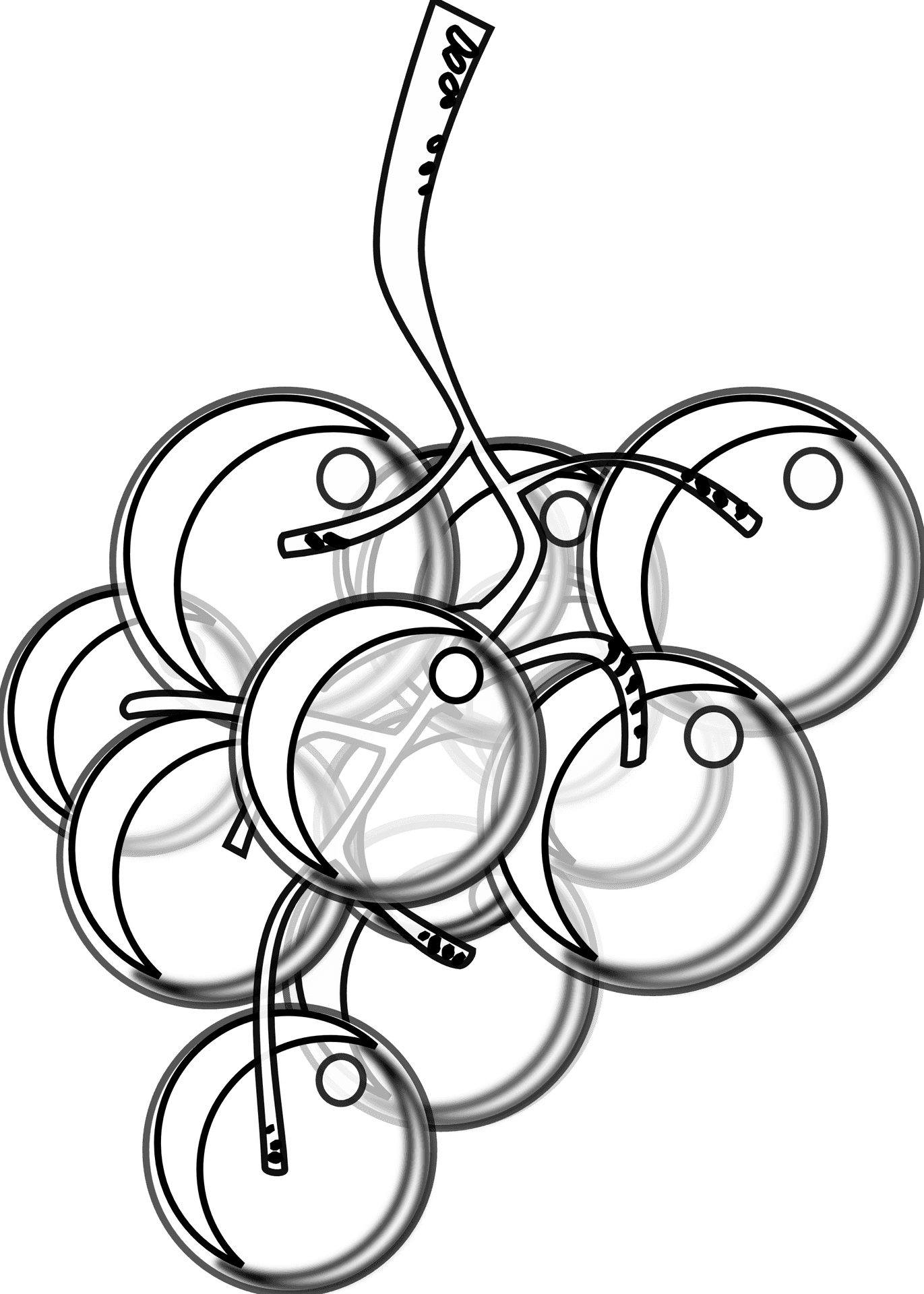 Outlined Grapes Cluster Illustration PNG Image