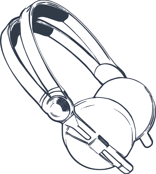 Over Ear Headphones Sketch PNG Image