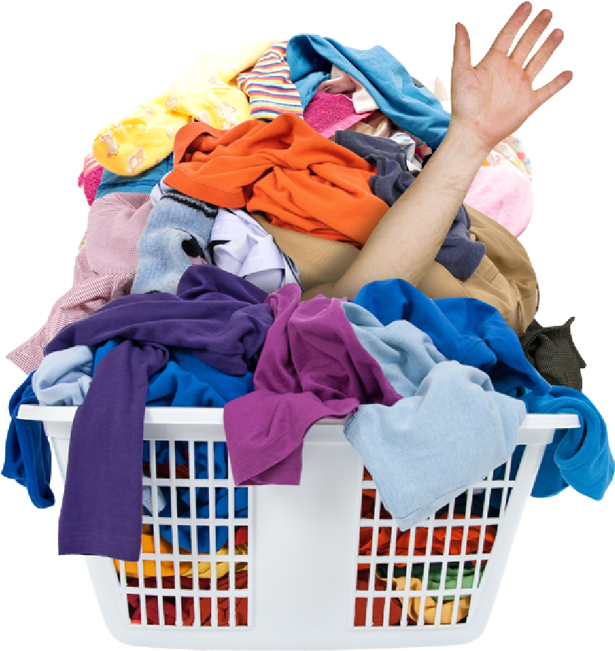 Overflowing Laundry Basket Drowning Person PNG Image