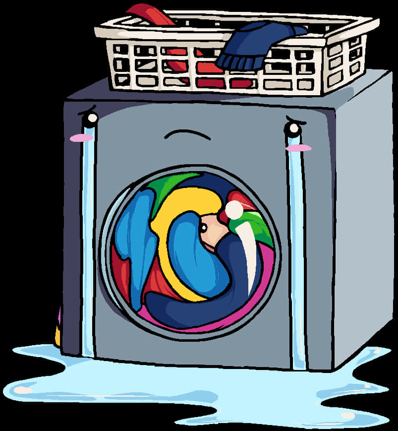 Overflowing Washing Machine Cartoon PNG Image